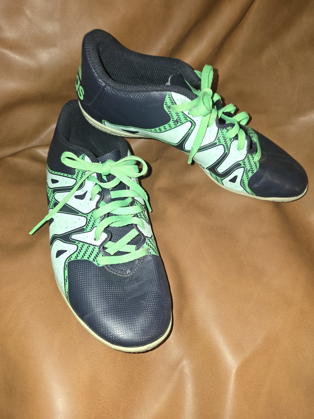 adidas Black and Neon Green Women's Athletic Indoor Soccar Sneakers